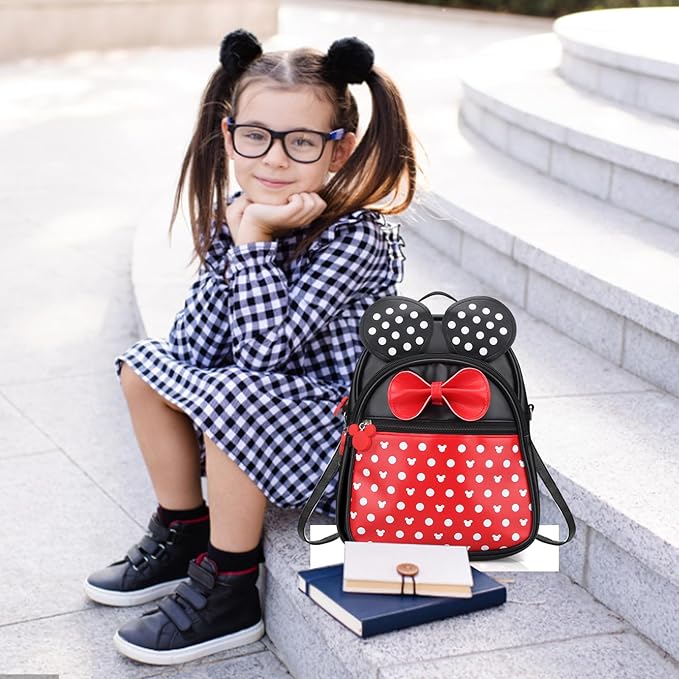 Voikukka Mini Backpack for Girls Small Backpacks Cute Little Kids Mini Mouse Backpacks for Toddler Girl Backpack Purse Gift Leather Child Crossbody Bag Children Travel Toys Baby Girl Purse