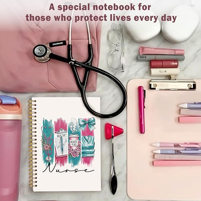 Lacama Nurse Gifts for Women, Nurse Notebook Journal, Nursing Student Graduation Gifts, Nurse Appreciation Gifts, Nurses Week Gifts, Stethoscope Bow Spiral Notebook, Office School Supplies