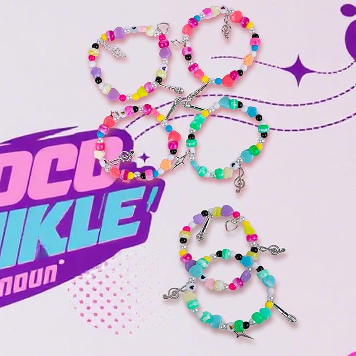 LUOHECAM 6 Pcs Korea-pop Demon Inspired Bracelet Set, Stretchable Friendship Beaded Wristbands Stackable Cosplay Jewelry Merch Gifts for Fans Collection Concert Party Favors