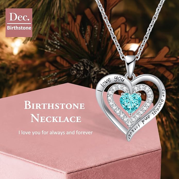 REDBEE Necklaces for Women Birthstone Heart Necklace Jewelry for Wife Girlfriend Woman Necklace