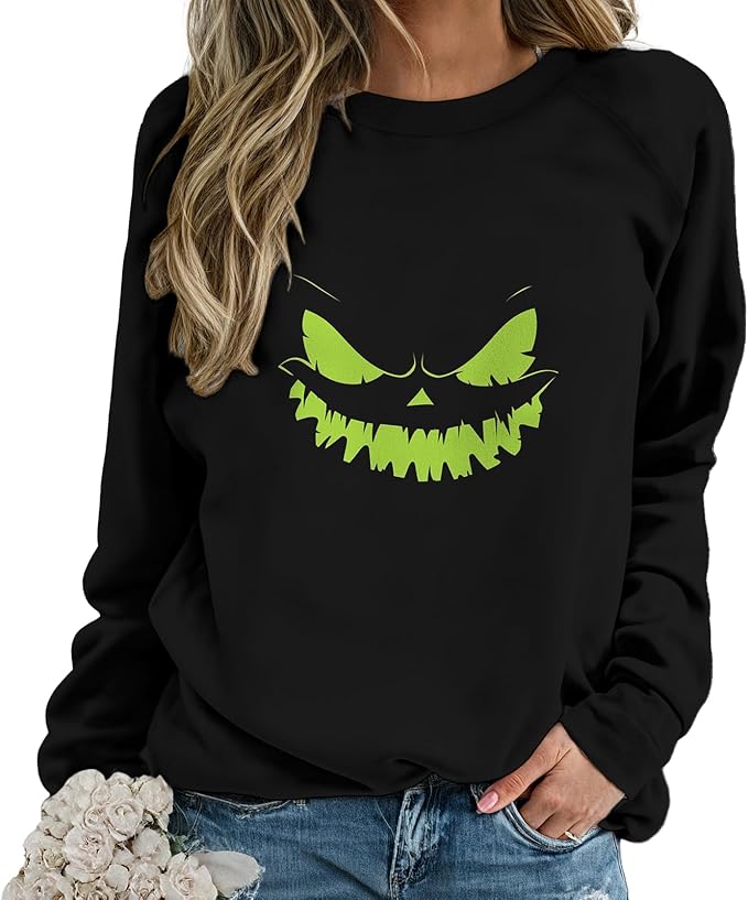 domirica Halloween Sweatshirt For Women Long Sleeve Crew Neck Sweatshirts Fall Halloween Costumes For Holiday Party 2025