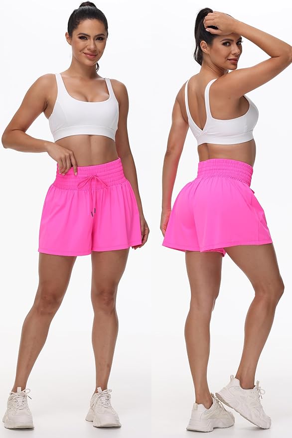 Blaosn Flowy Athletic Shorts for Women Gym Workout Running Short Pants High Waist Skort with Pocket Casual Summer Clothes