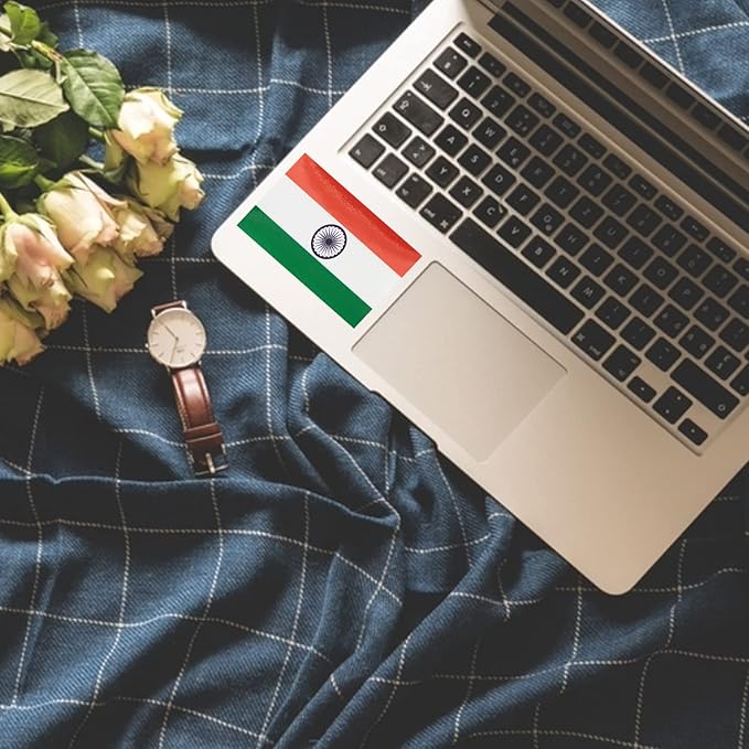 CANTENDO 5Pcs India Flag Decal Sticker - Indian Flag Reflective Vinyl Car Stickers - for Car Window Bumper Waterproof Sticker (2.5 x 4.5 Inch)