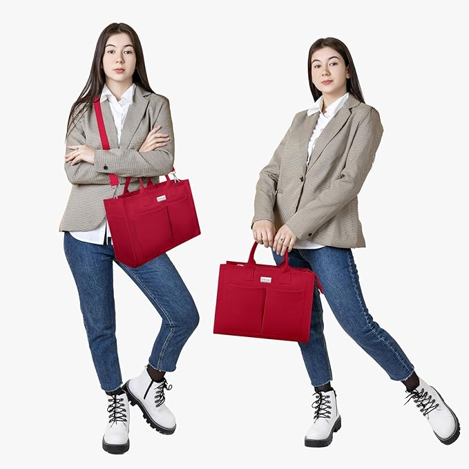 TOPDesign Heavy-Duty Canvas Tote Bag for Women, Adjustable Crossbody/Shoulder Handbag with 9 Pockets, Everything Tote