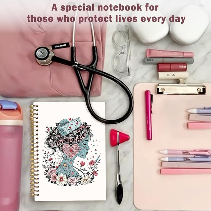 Lacama Nurse Gifts for Women, Nurse Notebook Journal, Nursing Student Graduation Gifts, Nurse Appreciation Gift, Nurses Week Gifts, Stethoscope Flower Spiral Notebook, Office School Supplies