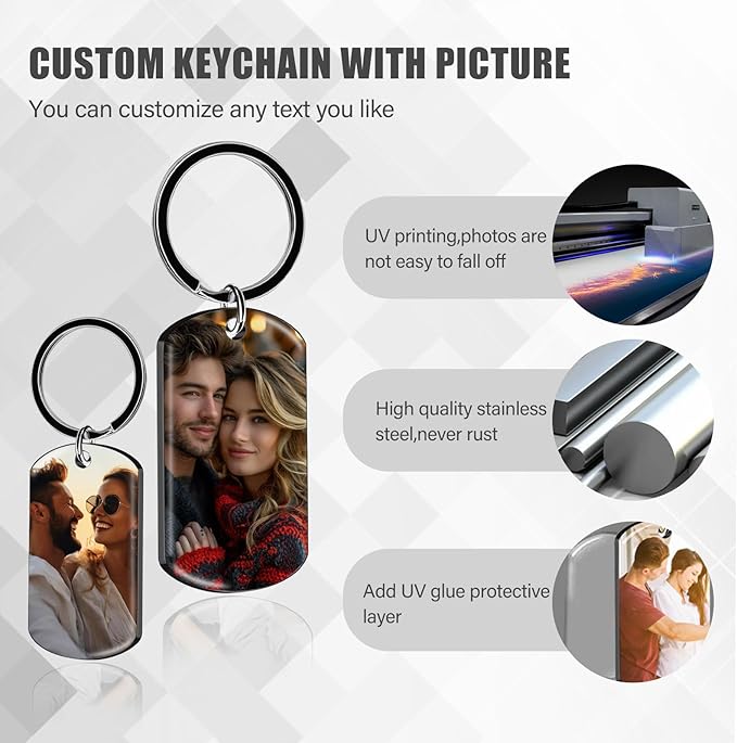 KBPTM Customized Double Sided Keychain - Personalized Engraved Text/Number/Name Keychain, Custom Key chain Gift for Boyfriend