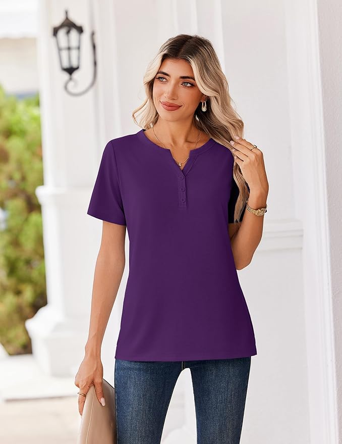 Zeagoo Womens Summer Tops V Neck Short Sleeve Shirts Dressy Casual Blouse Spring Vacation Tshirts Clothes