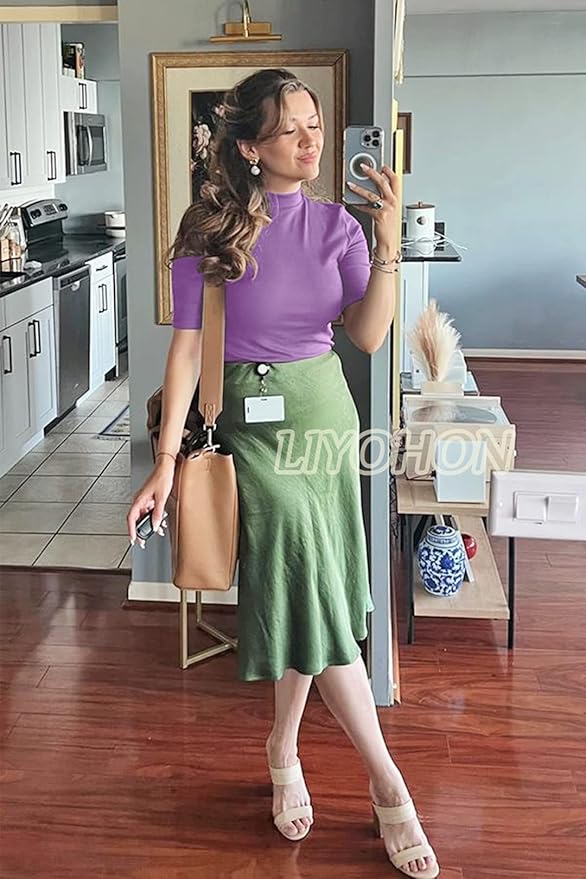 LIYOHON Womens Tops Dressy Casual Mock Turtleneck Business Short Sleeve T Shirts Going Out Tops 2026