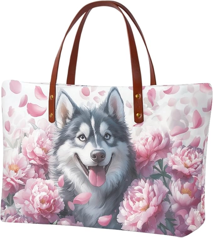 Womens Zip Up Tote Handbag Daisy Print Large Capacity Tote Purse Handbag Big Tote Bag Purse For Work Laptop