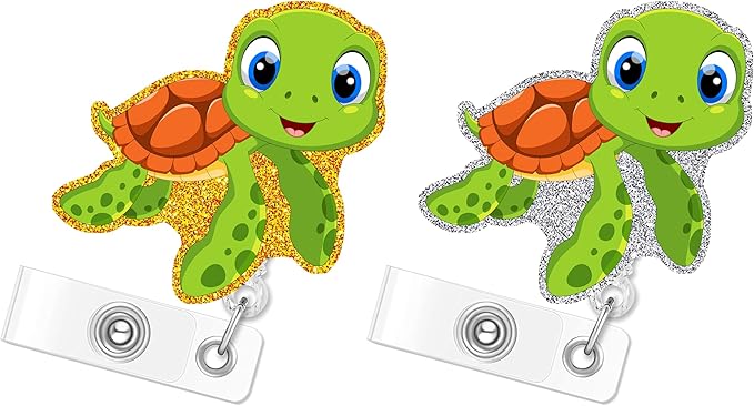 Turtle Pediatric Badge Reel Funny Cute Badge Holder with Badge Reel Unique ID Clip Name Tag Card Badge Clip Acrylic Gifts Nurse Student RN LPN Office Worker Teacher