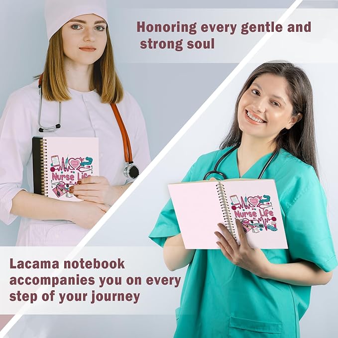 Lacama Nurse Gifs for Women, Preppy Pink Nurse Life Notebook Journal for Nurse Nursing Student Doctor RN LPN LVN Medical AssistantPink Nurse Essentials, Nurses Week Gifts, Office School Supplies