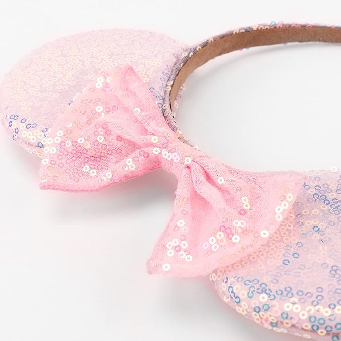 DRESHOW Mouse Ears Bow Headbands Glitter Party Decoration Cosplay Costume for Women