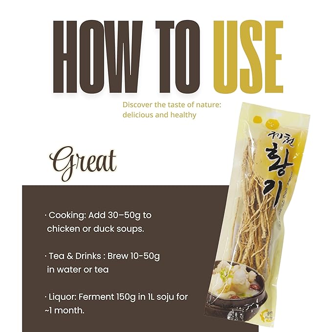 GAGOPADried Astragalus Root – 100% Korean Jecheon Hwanggi, Premium Quality, Perfect for Tea, Soup, and Herbal Infusions, 100g