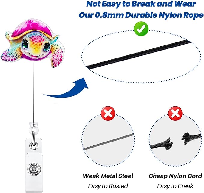 Funny Turtle Badge Reel, Cute Pediatric Retractable ID Card Badge Holder, Name Tag Work Badge Clip for RN LPN CNA MA ER Night Shift Nurse Nursing Student OB/GYN L&D Doctor Teacher, Nurse Gifts
