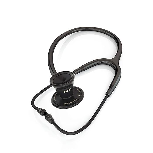 MDF Instruments, ProCardial Cardiology Stethoscope, Stainless Steel, Adult, Dual Head, Black Tube, Black Chestpiece-Headset, MDF797BO