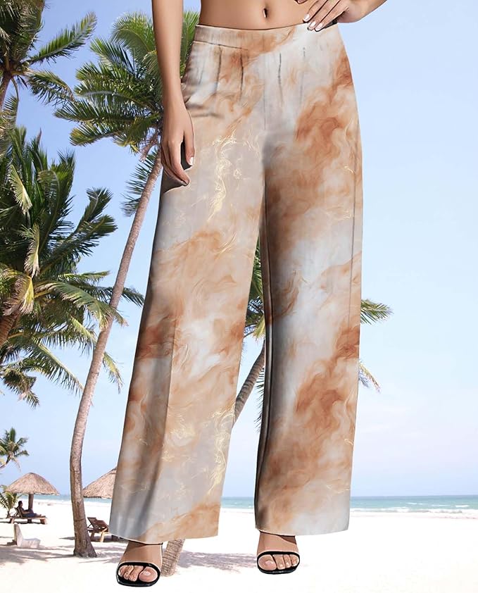 Womens Boho Pants Casual Oversize High Waisted Wide Leg Trousers Pattern Printed Ourdoors Pant for 2025 Summer