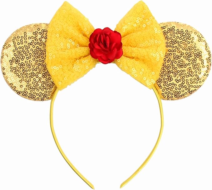 Sequin Mouse Ears Headbands for Women Girls Boys, Glitter Bows Headband for Kids Adults Birthday Party Costume Halloween