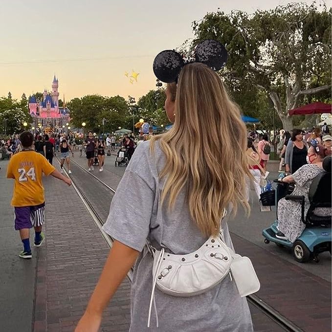 YUNISS Handmade Sparkly Mouse Ears Headband for Adults & Kids | Upgraded Wide Band |Velvet Non-Slip Band, All-Day Comfort