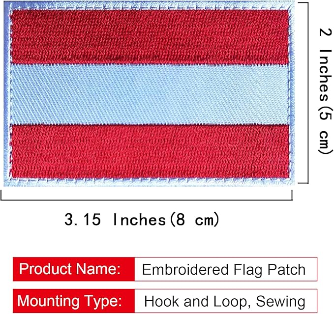 EmWoot 2PCS Austria Flag Patch Embroidered Morale Patch Military Tactical Patches Hook and Loop