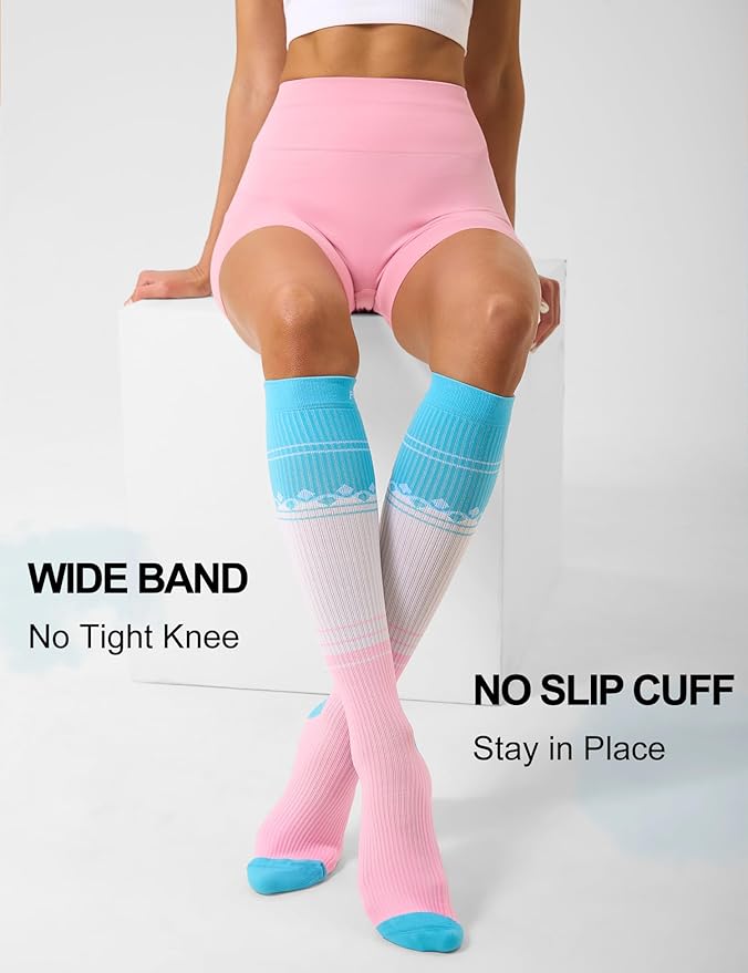 FITRELL 3 Pairs Compression Socks for Women and Men 20-30mmHg-Circulation Support Socks