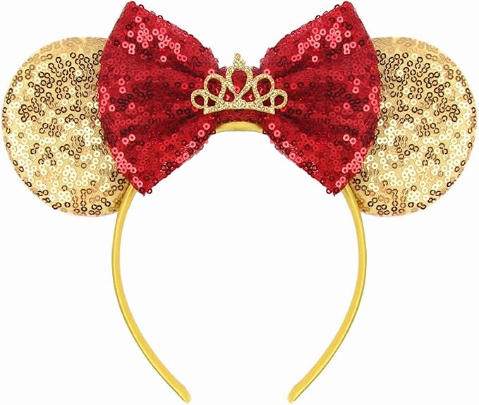 Sequin Mouse Ears Headbands for Women Girls Boys, Glitter Bows Headband for Kids Adults Birthday Party Costume Halloween