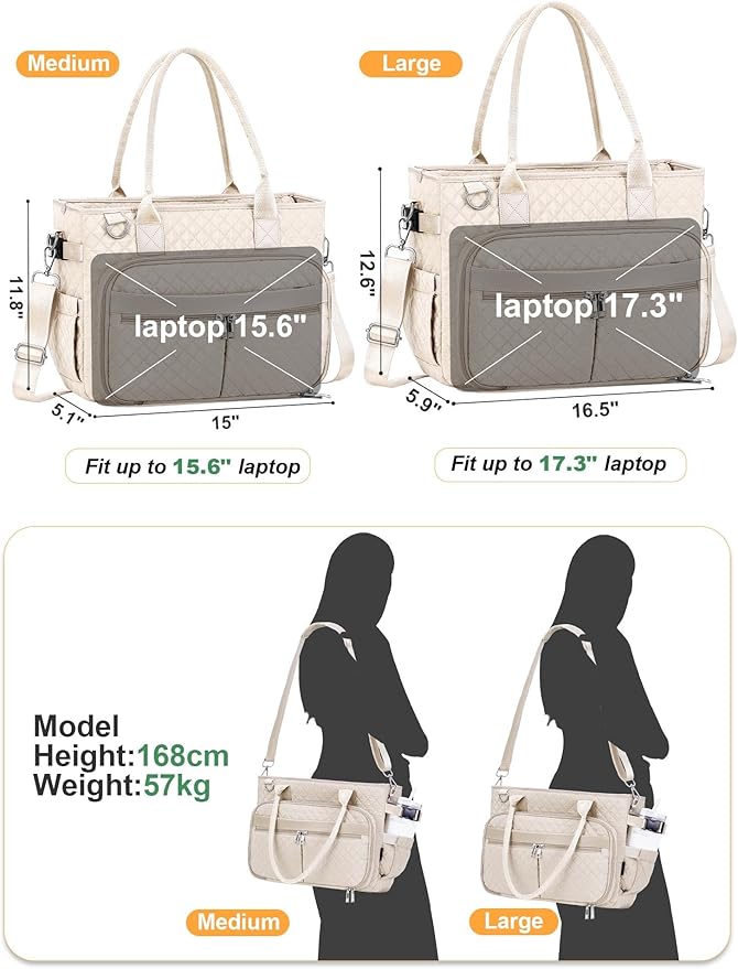 FIORETTO Teacher Tote Bag for Women with Laptop Compartment, Large Cup Holder, Zip Closure, Ideal for Work, Bible, Nurse