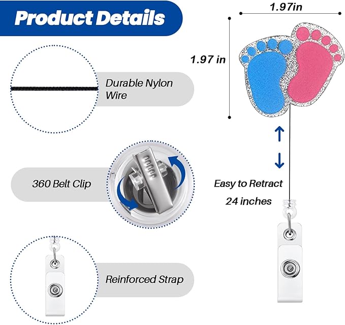 Labor and Delivery Badge Reel, Cute Retractable ID Card Badge Holder, Name Tag Work Badge Clip for NICU RN LPN CNA MA ER Night Shift Nurse Nursing Student OB/GYN Pediatric Doctor, Nurse Gifts