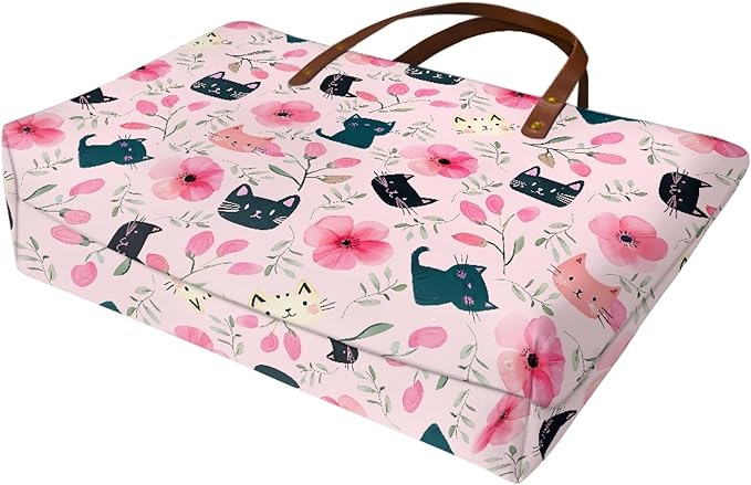 Womens Zip Up Tote Handbag Daisy Print Large Capacity Tote Purse Handbag Big Tote Bag Purse For Work Laptop
