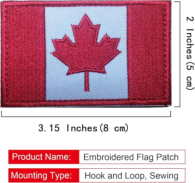 EmWoot 2PCS Canada Flag Patch Embroidered Morale Patch Military Tactical Patches Hook and Loop