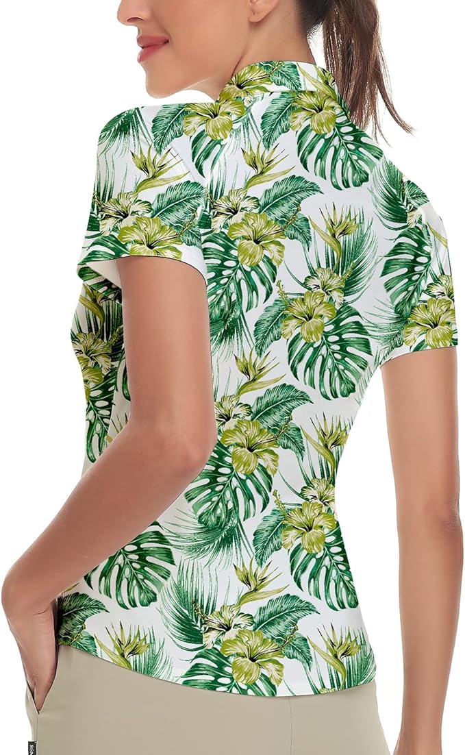 Women's Golf Shirt Short Sleeve Tennis Shirt Quarter Zip Golf Pullover Golf Polo Shirts Argyle Tops