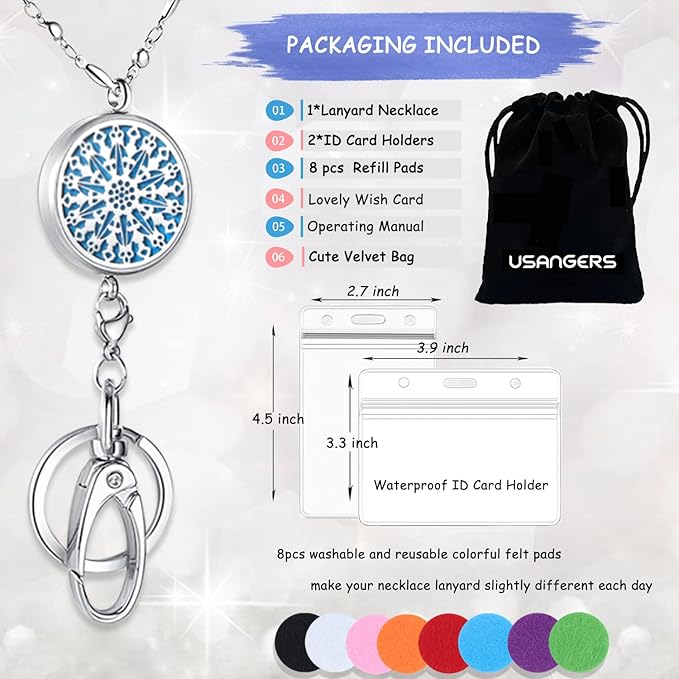 Lanyards for ID Badges - Teacher Lanyard, Lanyards for Women, Stainless Steel Badge Necklace & Keychain - Fashion Office Work Jewelry Gift for Teachers, Nurses (Silver)
