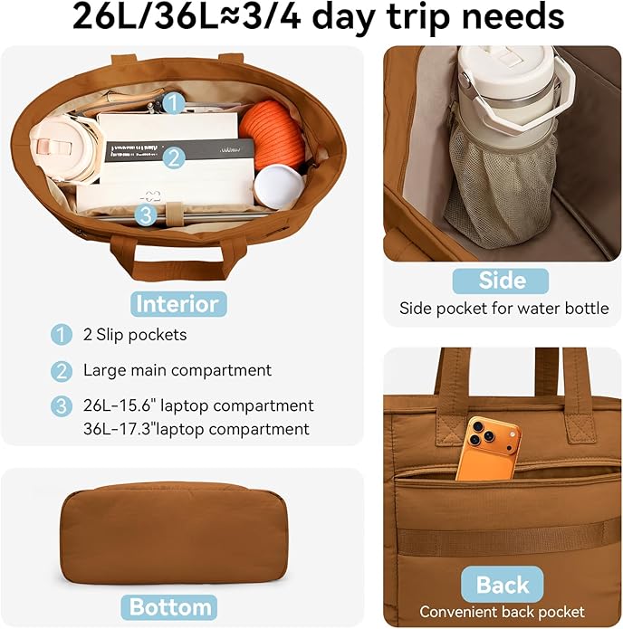 Puffer Tote Bag for Women, Lightweight Puffy Shoulder Bag with Handbag for Travel, Work, Gym, Laptop Bag for Nurse Teacher