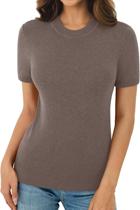 Women's Soft Short Sleeve Wool Blend Pullover Sweater for Business Casual & Fashion