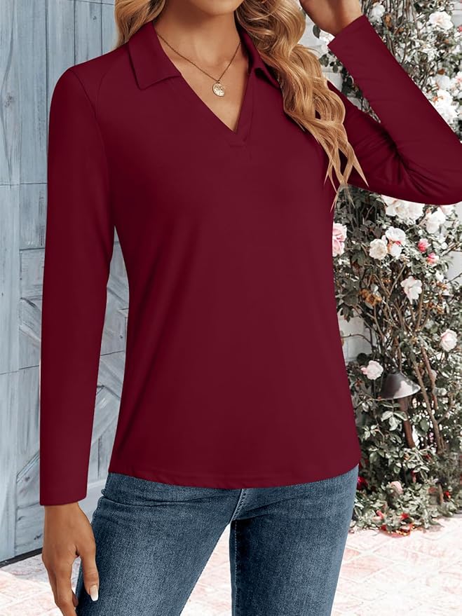 3/4 Length Sleeve Womens Tops Dressy Casual V Neck Polo Shirts Business Work Blouses 2025 Trendy Tunic Top