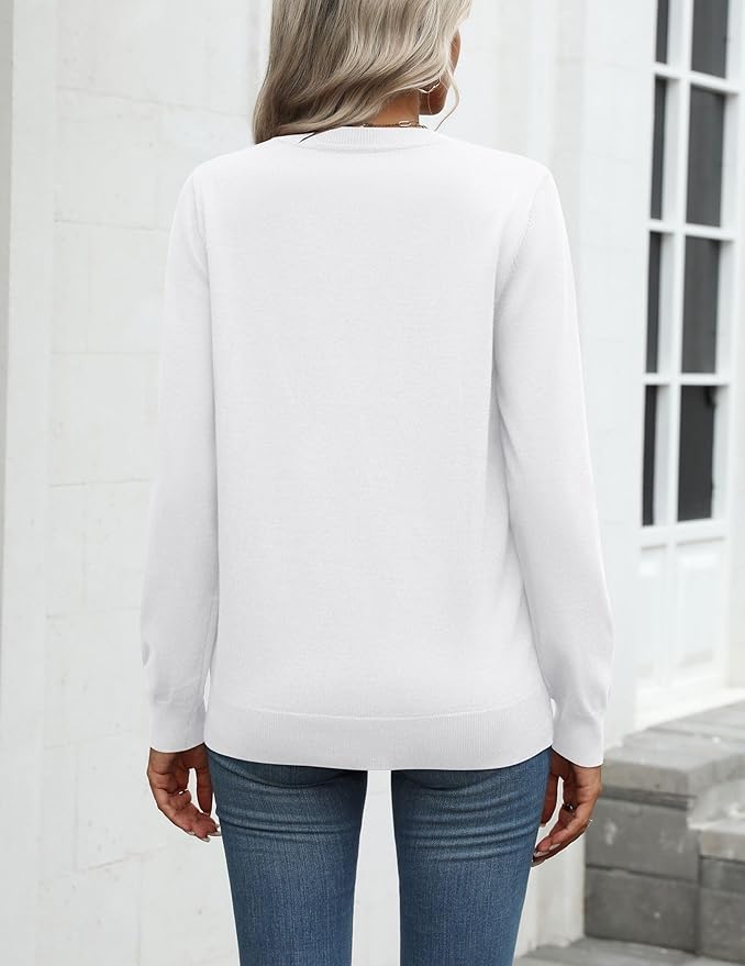 Zeagoo Womens 2026 Fall Sweaters Long Sleeve Tops Classic Crew Neck Pullover Sweaters Loose Dressy Casual Basic Clothes