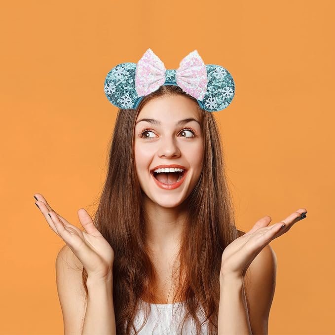 DRESHOW Mouse Ears Bow Headbands Glitter Party Decoration Cosplay Costume for Women