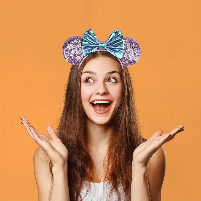 DRESHOW Mouse Ears Bow Headbands Glitter Party Decoration Cosplay Costume for Women