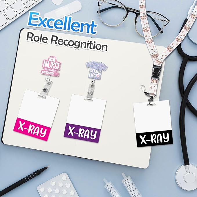 Oversized X-RAY Badge Buddy Card Holder - Horizontal X-RAY Accessories XL Blue Pink Black Purple Red ID Badge Card Holder Name Tags Buddy for Hospital Work