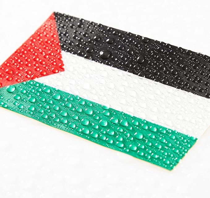 CANTENDO 5Pcs Palestine Flag Decal Sticker - Palestinian Flags Reflective Vinyl Car Stickers - for Car Window Bumper Waterproof Sticker (2.5 x 4.5 Inch)