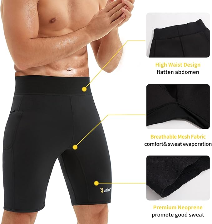 Junlan Sweat Shorts for Men Sauna Suit Mens Body Shaper Sweat Sauna Neoprene Shorts
