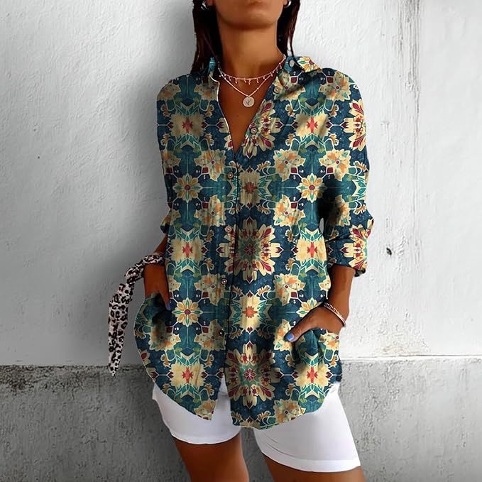 Fashion Summer Shirts Oversized V Neck Basic Vintage Floral Graphic Dressy Button Down Stylish Hawaiian Holiday Outfits