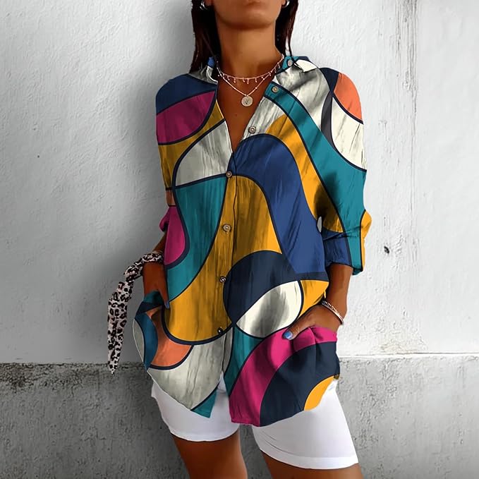 Fashion Summer Shirts Oversized V Neck Basic Vintage Floral Graphic Dressy Button Down Stylish Hawaiian Holiday Outfits