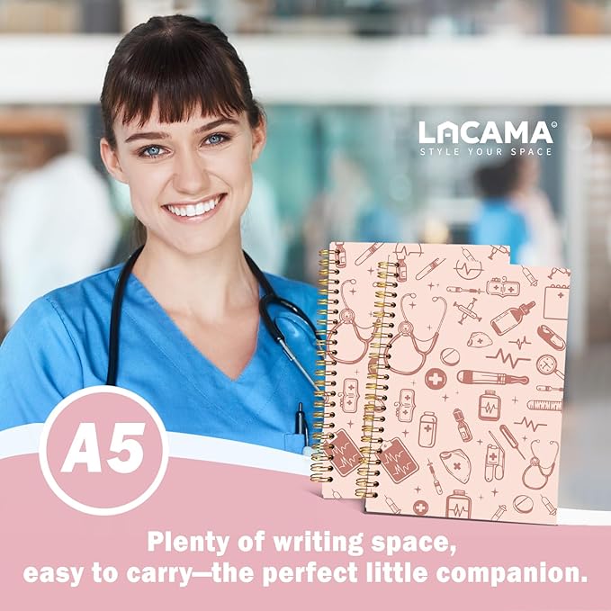 Lacama Nurse Gift, Nurse Notebook Journal, Gifts for Nurses, Christmas Gift, Nursing School Essentials, Notebook for School Office Supplies 5.5x8.3 Inch