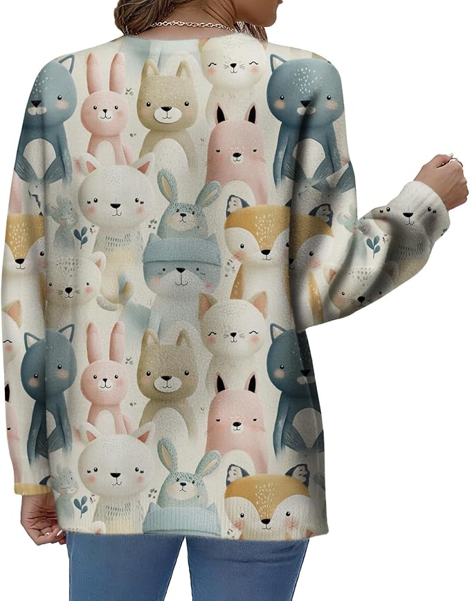 LIZALIG Women's Fall Christmas Snowman Sweater Long Sleeve Crewneck Pullover Festive Holiday Winter Outfit for Parties