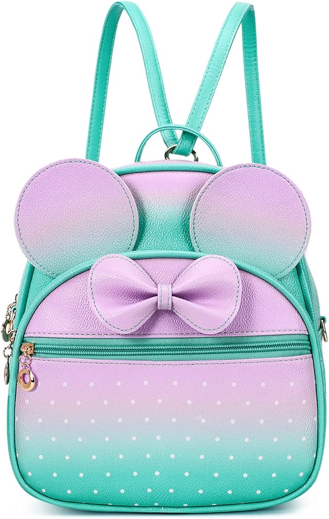 KL928 Girls Mini Backpack Bowknot Polka Dot Cute Daypacks Convertible Shoulder Bag Purse for Women
