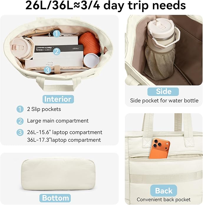 Puffer Tote Bag for Women, Lightweight Puffy Shoulder Bag with Handbag for Travel, Work, Gym, Laptop Bag for Nurse Teacher