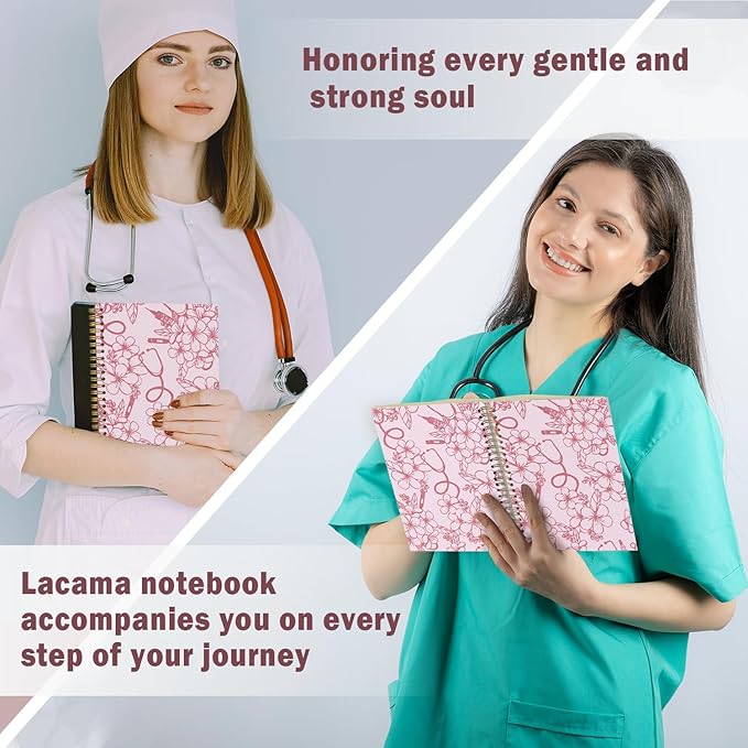 Lacama Nurse Gifts, Pink Nurse Notebook Journal for Women, Gifts for Nurses, Christmas Gift, Nursing School Essentials, Notebook for School Office Supplies 5.5x8.3 In