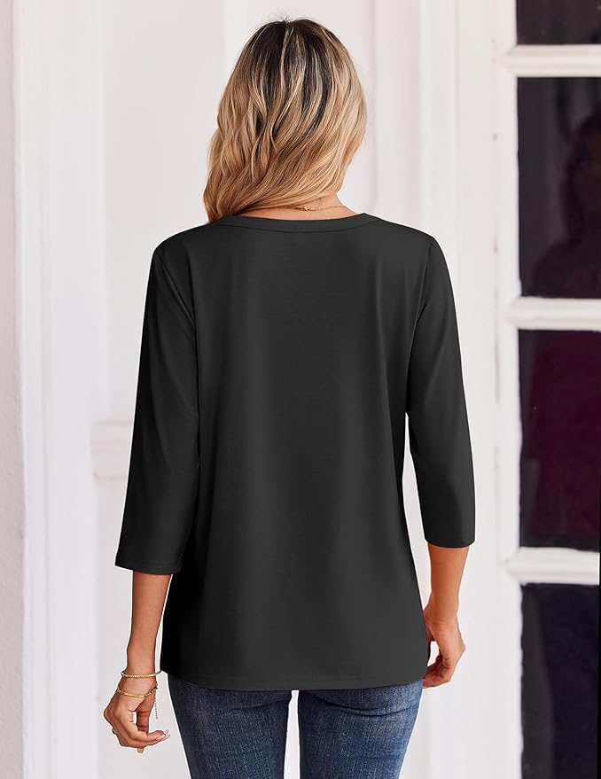 Zeagoo 3/4 Length Sleeve Womens Tops Casual Dressy Summer Blouses Buisness Work Spring Tee Shirts
