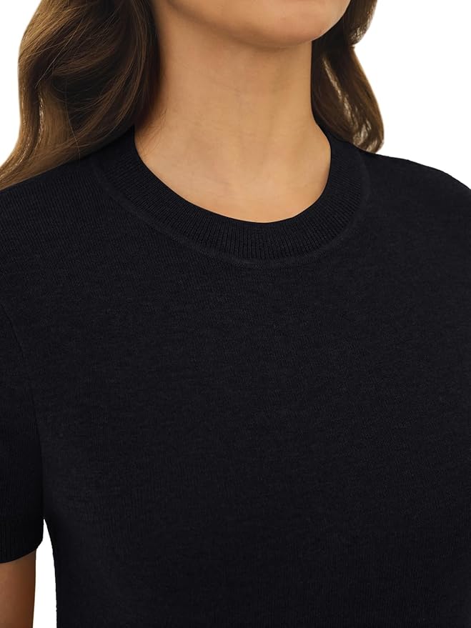 Women's Soft Short Sleeve Wool Blend Pullover Sweater for Business Casual & Fashion