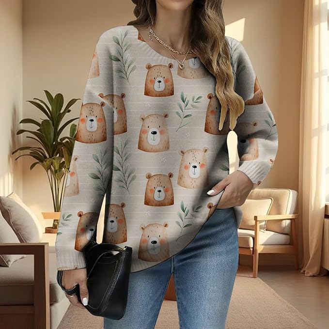 LIZALIG Women's Fall Christmas Snowman Sweater Long Sleeve Crewneck Pullover Festive Holiday Winter Outfit for Parties
